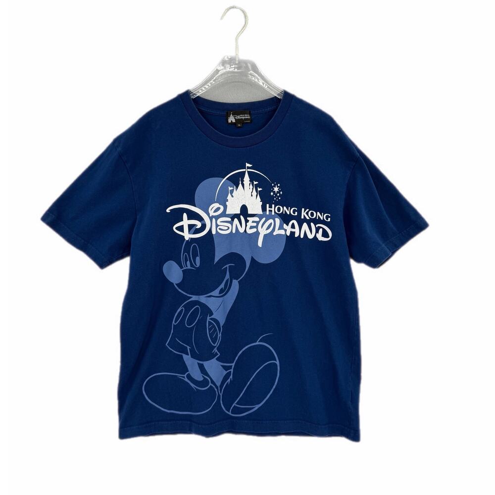 Disneyland Hong Kong Blue 100% Cotton Graphic Short Sleeve Crewneck T-shirt